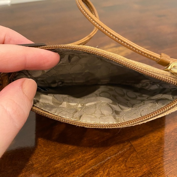 Coach Tan Suede Shoulder Bag with Pouch - Picture 6 of 14